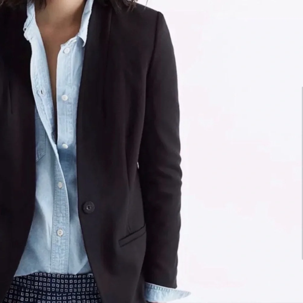 Madewell Black Women's Notchless Single-Button Blazer